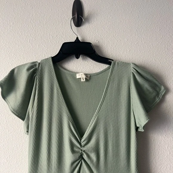 See You Monday Sage Green Twist-Front Tiered Midi Dress - Picture 3 of 6